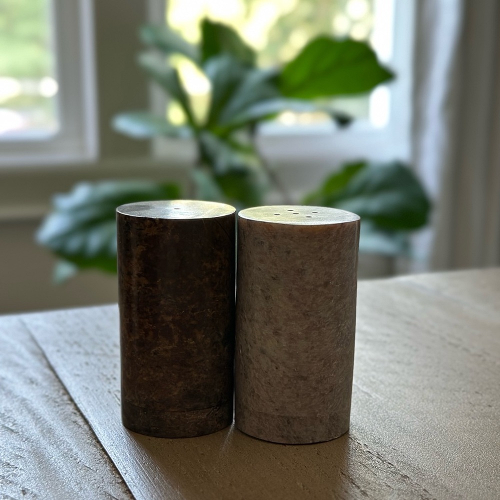 NWT Natural Stone Salt & Pepper Shaker Set